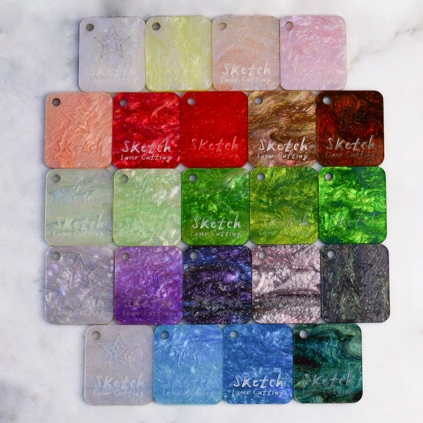 Material Sample Set - Shimmer Swirl Glittery Marble (x23 Swatches)