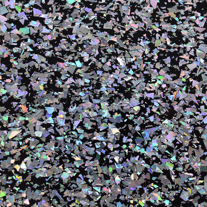 3mm Acrylic - Disco Chunky Shards Glitter - Silver Hologram