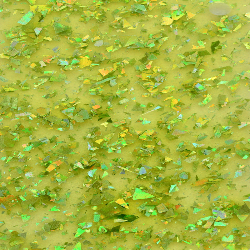 3mm Acrylic - Clear Disco Chunky Shards Glitter - Lime Green