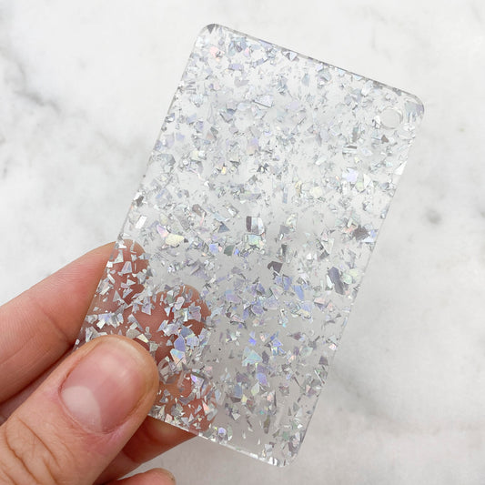 3mm Acrylic - Clear Disco Chunky Shards Glitter - Silver Hologram