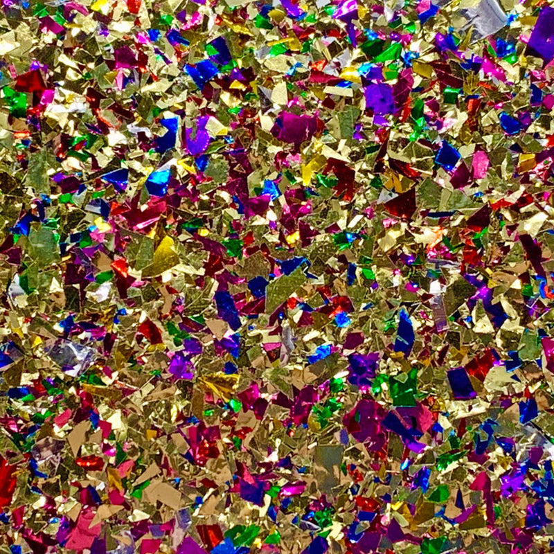 4mm Acrylic - Festival Confetti Glitter - Gold Rainbow