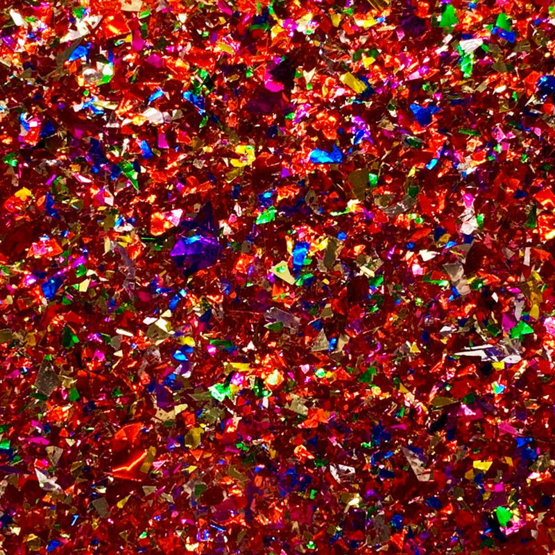 4mm Acrylic - Festival Confetti Glitter - Red Rainbow