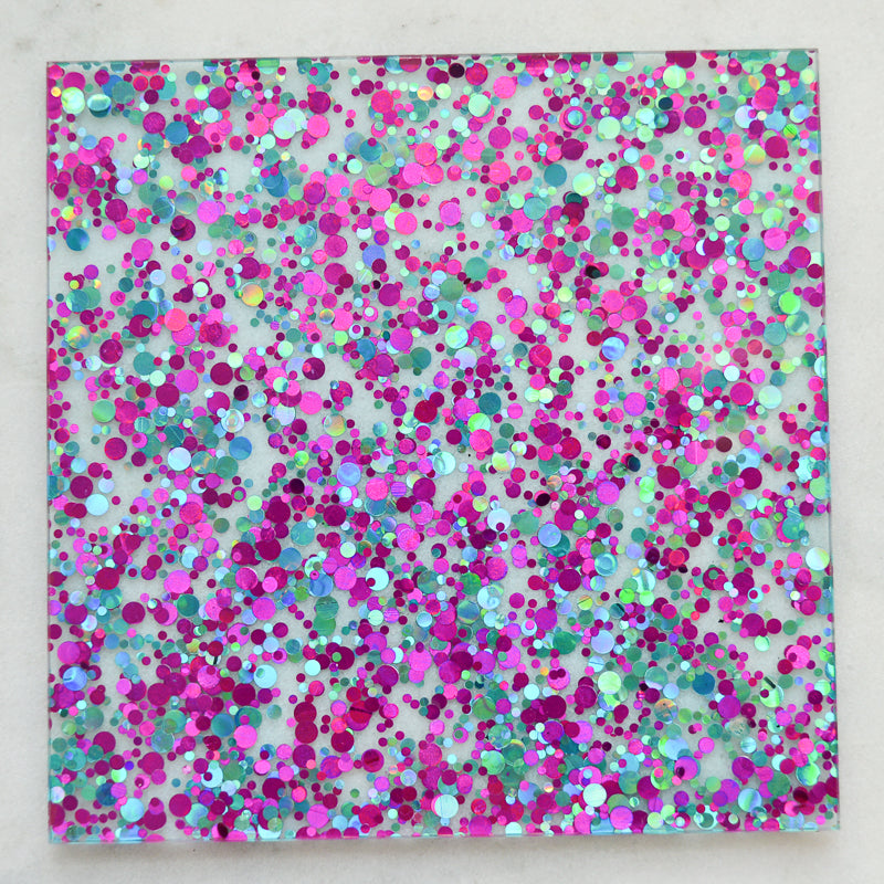 3mm Acrylic - Party Sequin Confetti Glitter - Cyan/ magenta pink (216)
