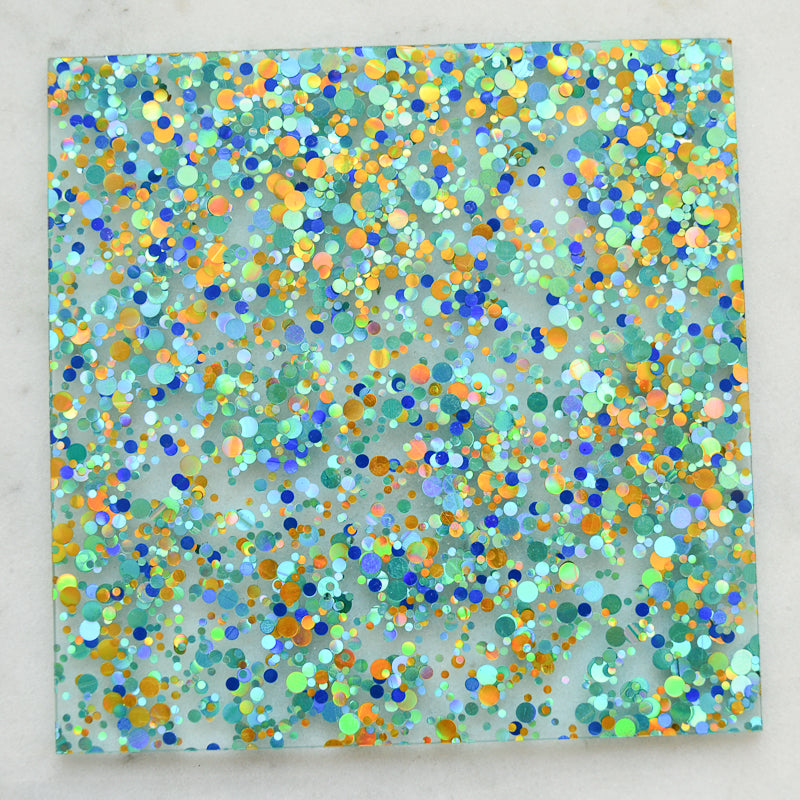 3mm Acrylic - Party Sequin Confetti Glitter - Gold/ turquoise/ blue (227)