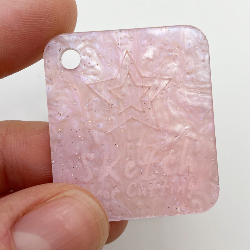 3mm Acrylic - Shimmer Swirl Glittery Marble - Baby pink