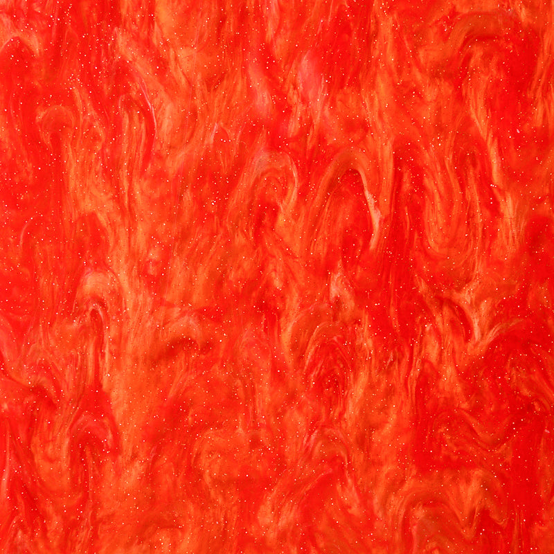 3mm Acrylic - Shimmer Swirl Glittery Marble - Burning Orange Red