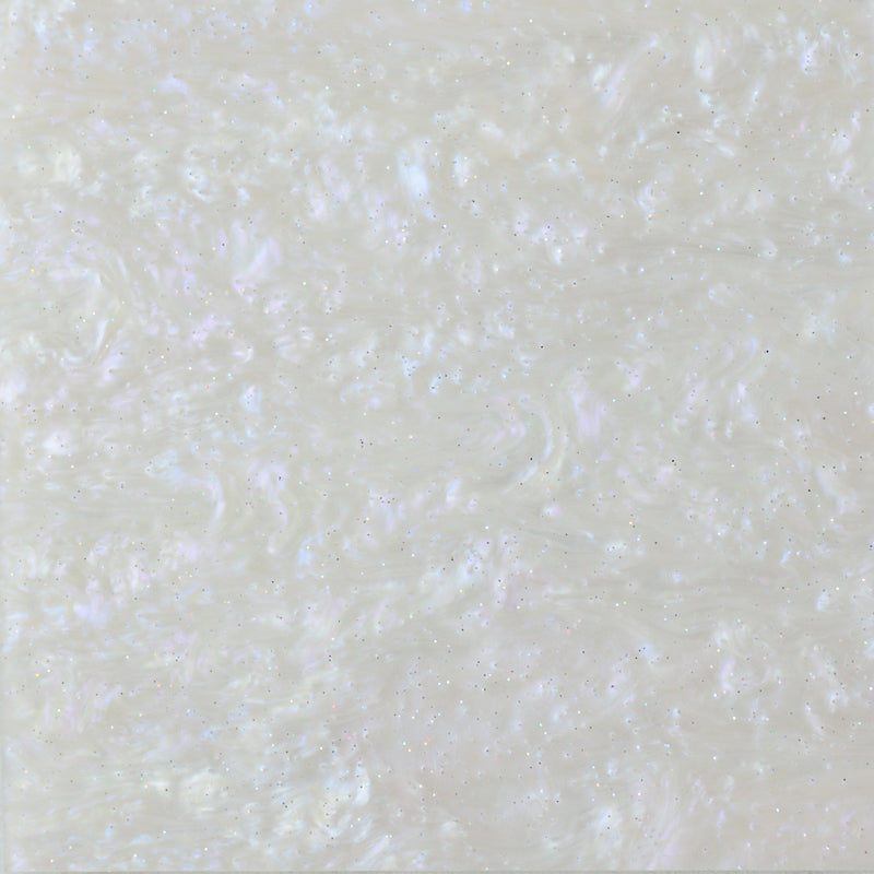 3mm Acrylic - Shimmer Swirl Glittery Marble - Pearly white