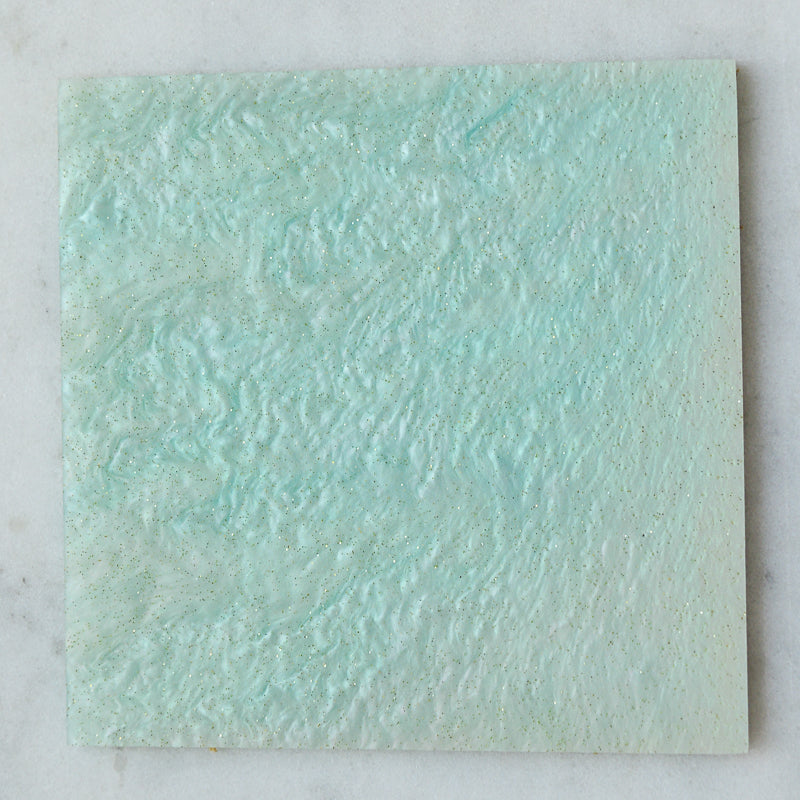3mm Acrylic - Shimmer Swirl Glittery Marble - Ice Blue/ Celadon Pale Green