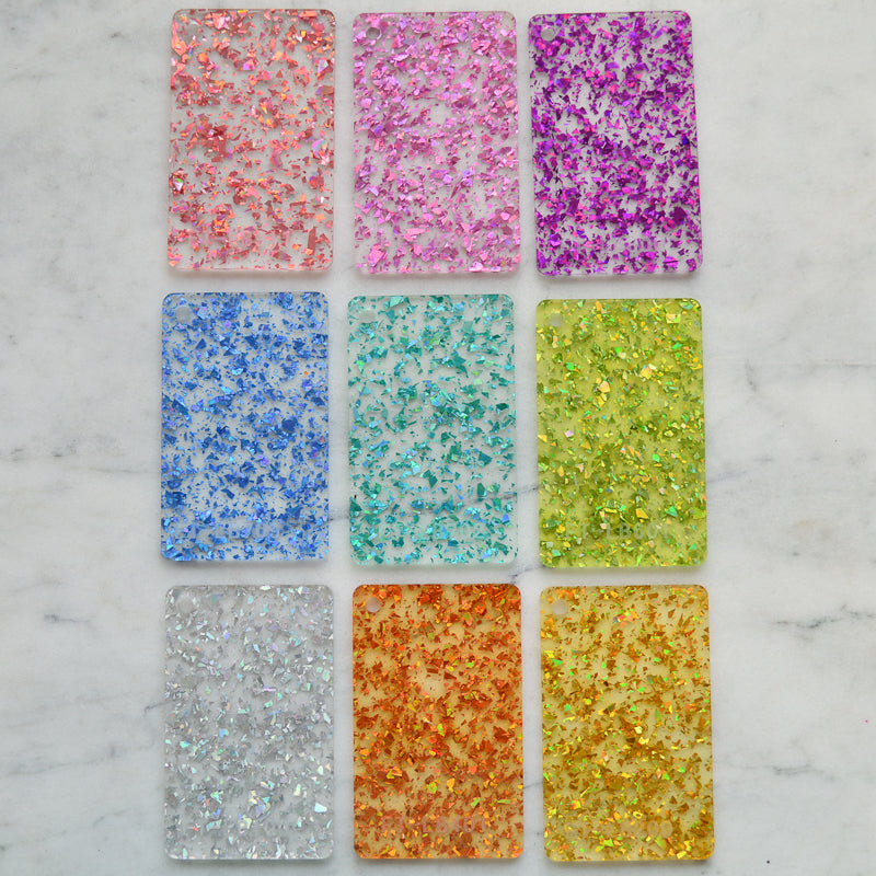 3mm Acrylic - Clear Disco Chunky Shards Glitter - Baby Pink