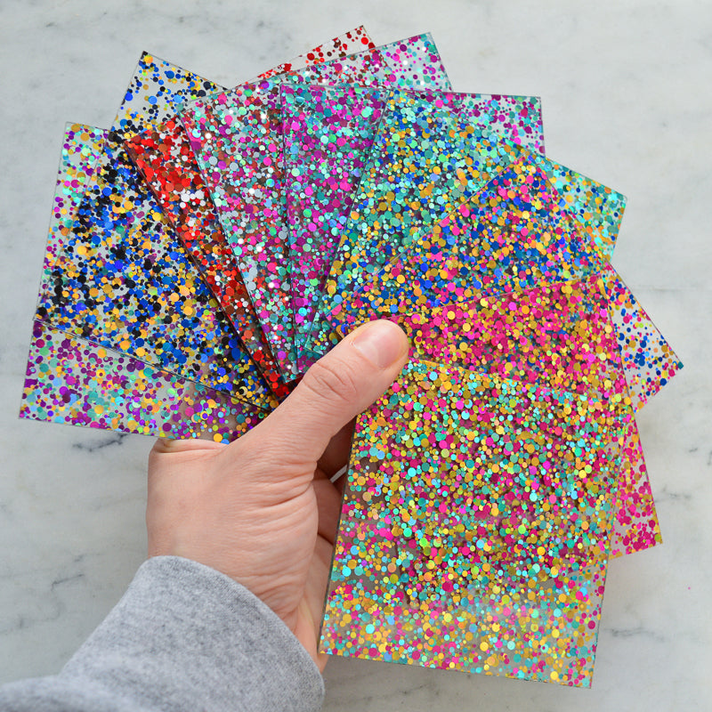 3mm Acrylic - Party Sequin Confetti Glitter - Blue/ gold/ magenta pink (206)